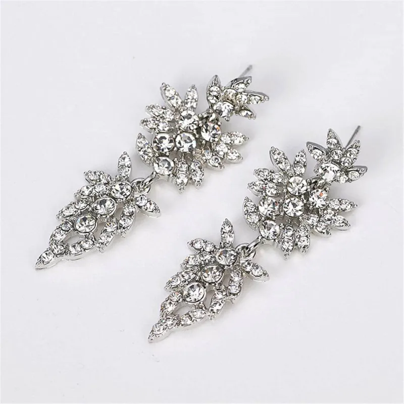 Cubic Zirconia & Silvertone Tiered Flower Drop Earrings made by Zulily