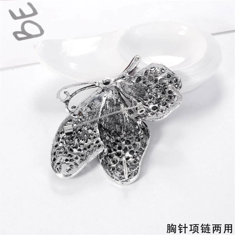 Red Cubic Zirconia & Silvertone Butterfly Brooch made by Zulily