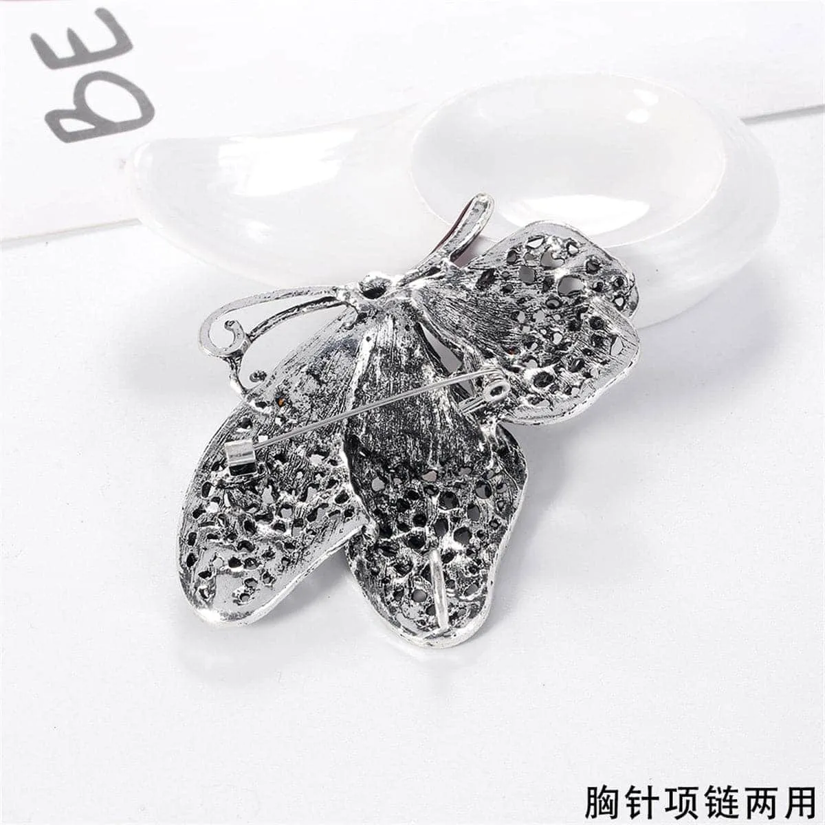 Red Cubic Zirconia & Silvertone Butterfly Brooch sold by Zulily