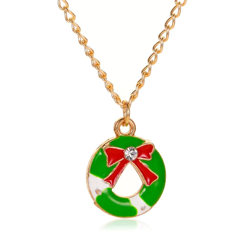 Cubic Zirconia & Green Enamel Bow Wreath Pendant Necklace made by Zulily