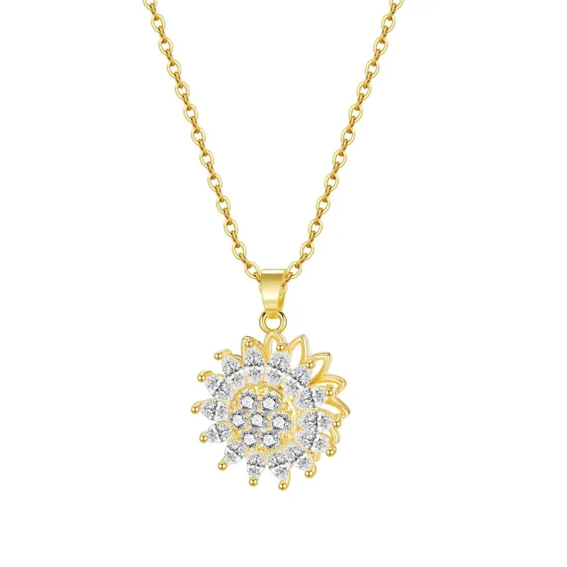 Crystal & Cubic Zirconia Sunflower Pendant Necklace made by Zulily
