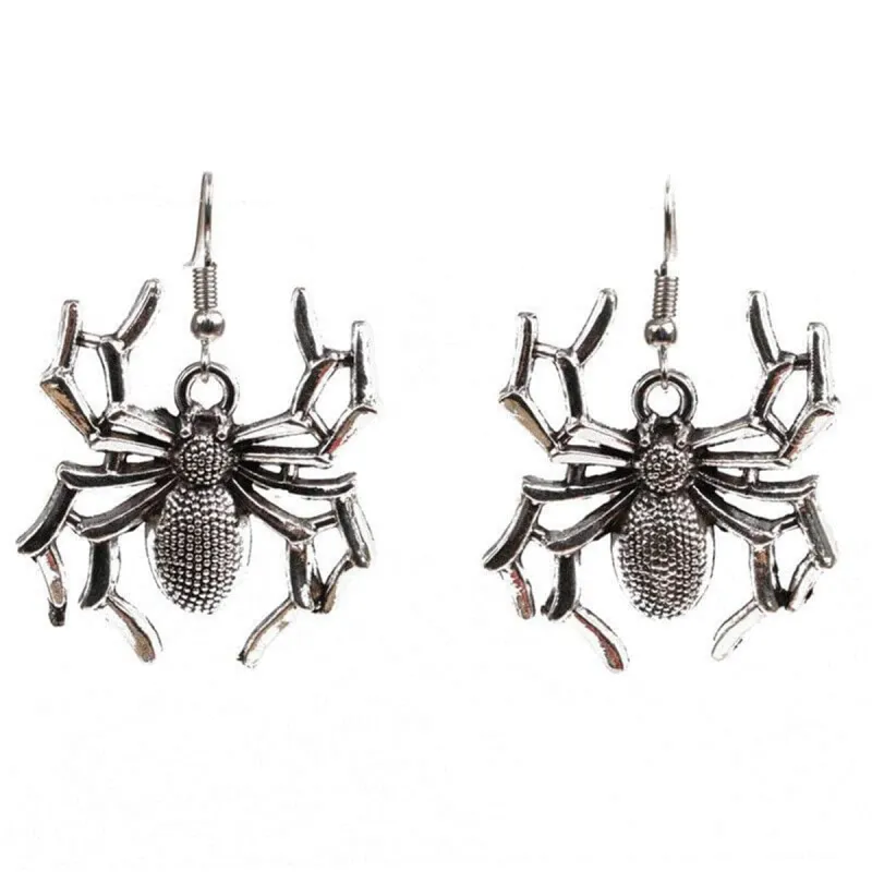 Silvertone Spider Drop Earrings made by Zulily