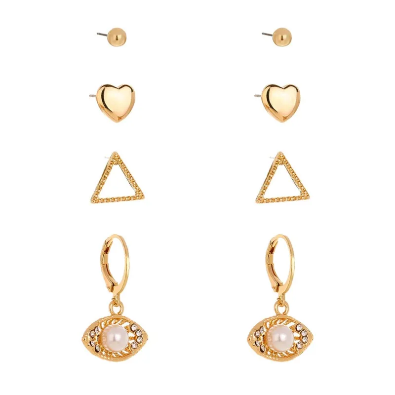 Cubic Zirconia & Pearl Eye Leverback Earrings Set made by Zulily