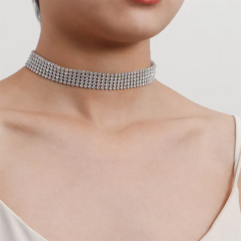 Cubic Zirconia & Silvertone Strand Choker Necklace made by Zulily