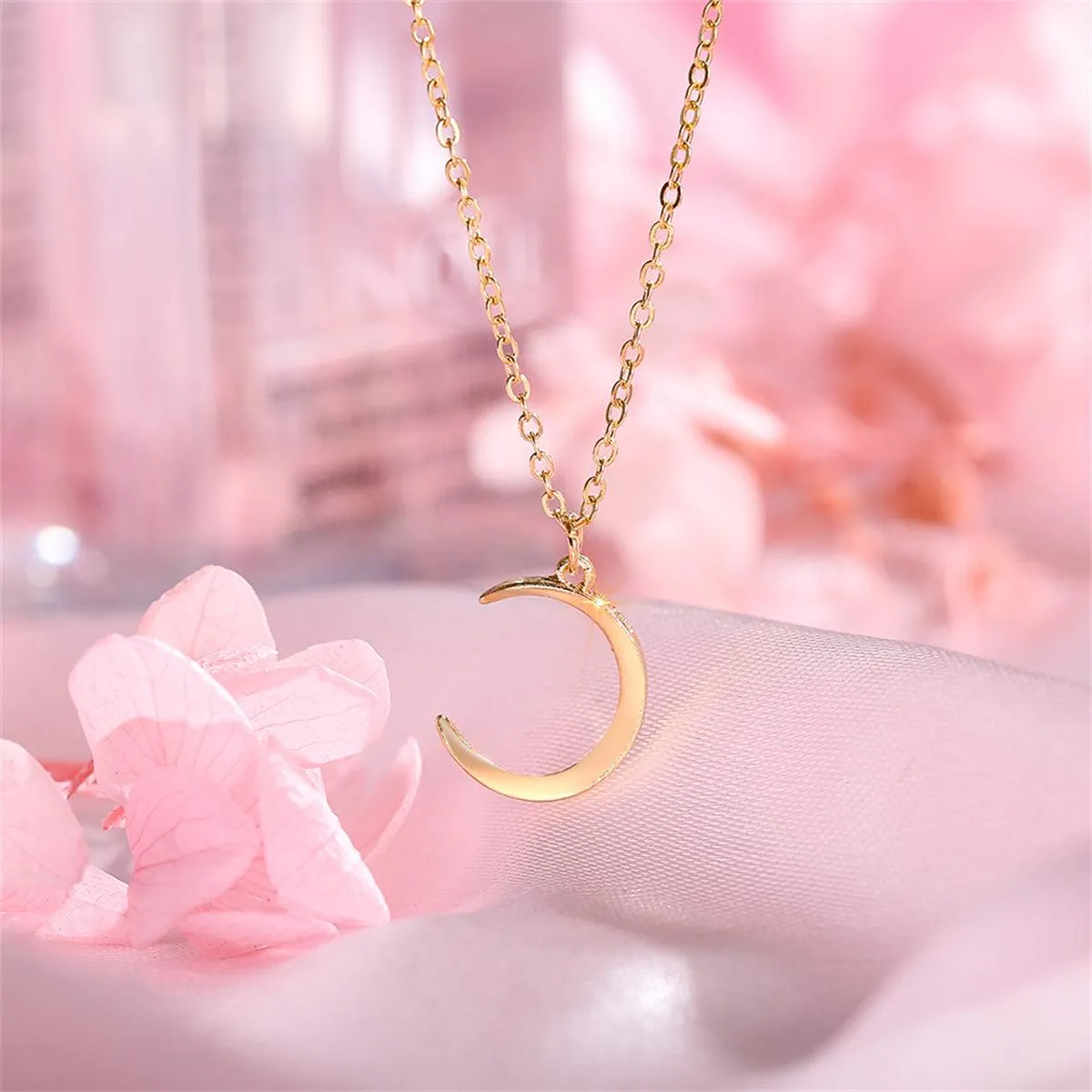 Goldtone Moon Pendant Necklace sold by Zulily product image thumbnail 3