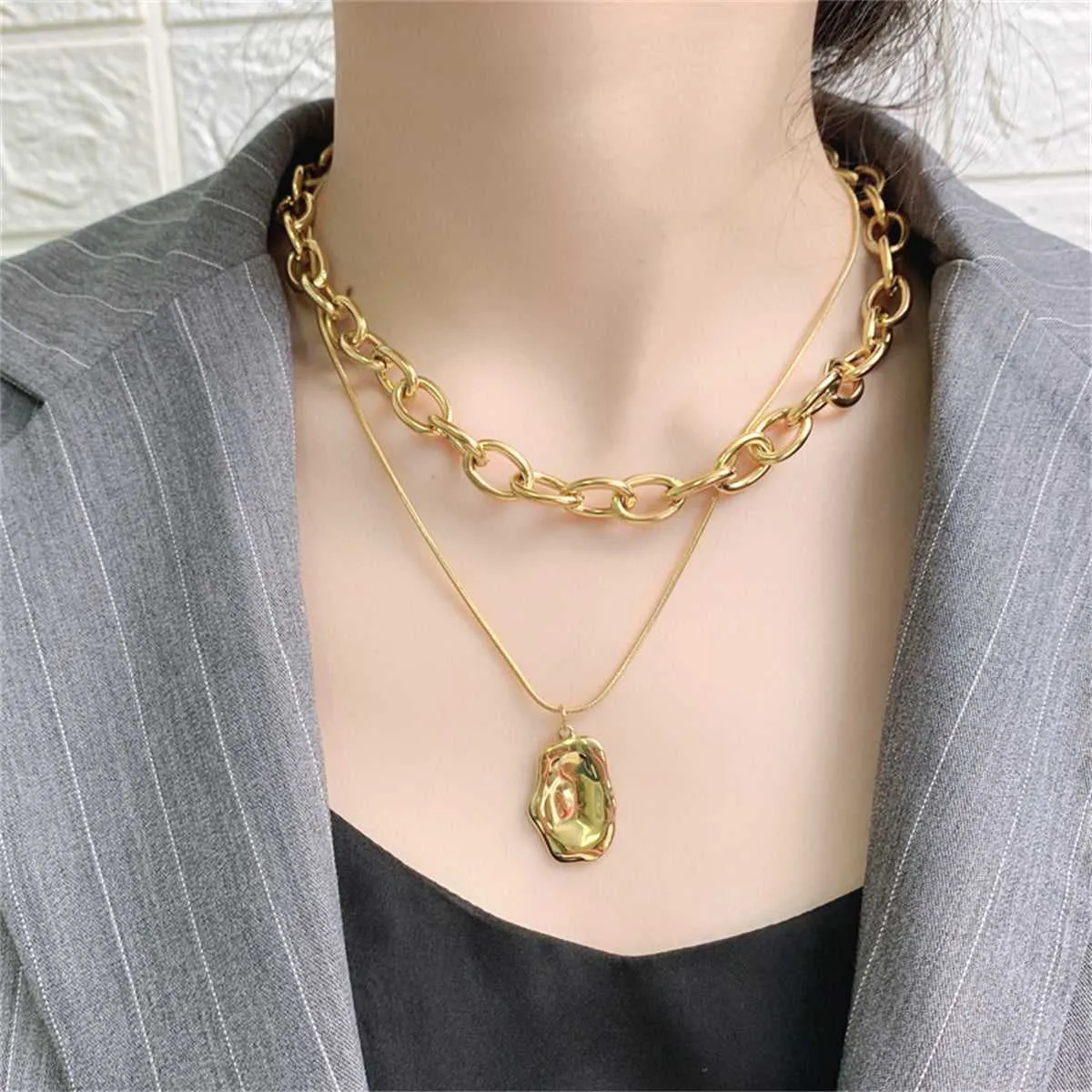 Goldtone Cable Chain Layered Pendant Necklace sold by Zulily product image thumbnail 2