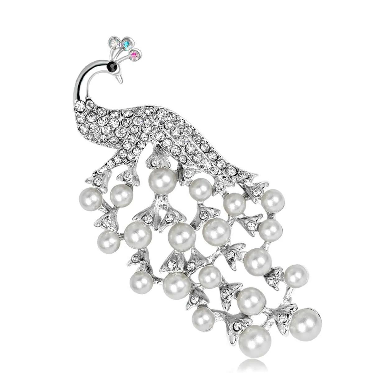 Pearl & Cubic Zirconia Silvertone Peacock Pavé-Set Brooch sold by Zulily product image thumbnail 2