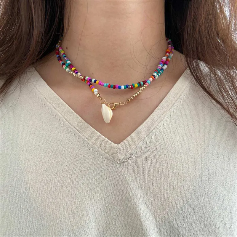 Mulitcolor Howlite & Shell Pendant Necklace made by Zulily