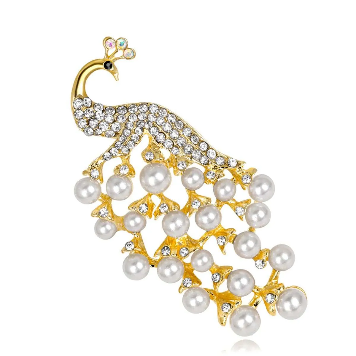 Pearl & Goldtone Peacock Pavé-Set Brooch sold by Zulily product image thumbnail 2