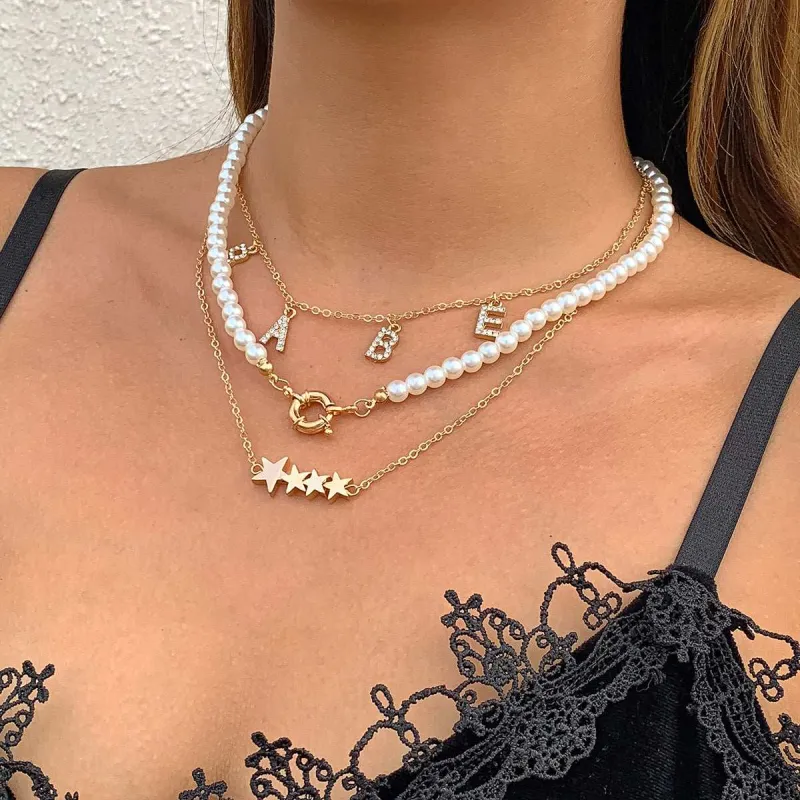 Pearl & Cubic Zirconia Goldtone 'Babe' Star Necklace Set made by Zulily