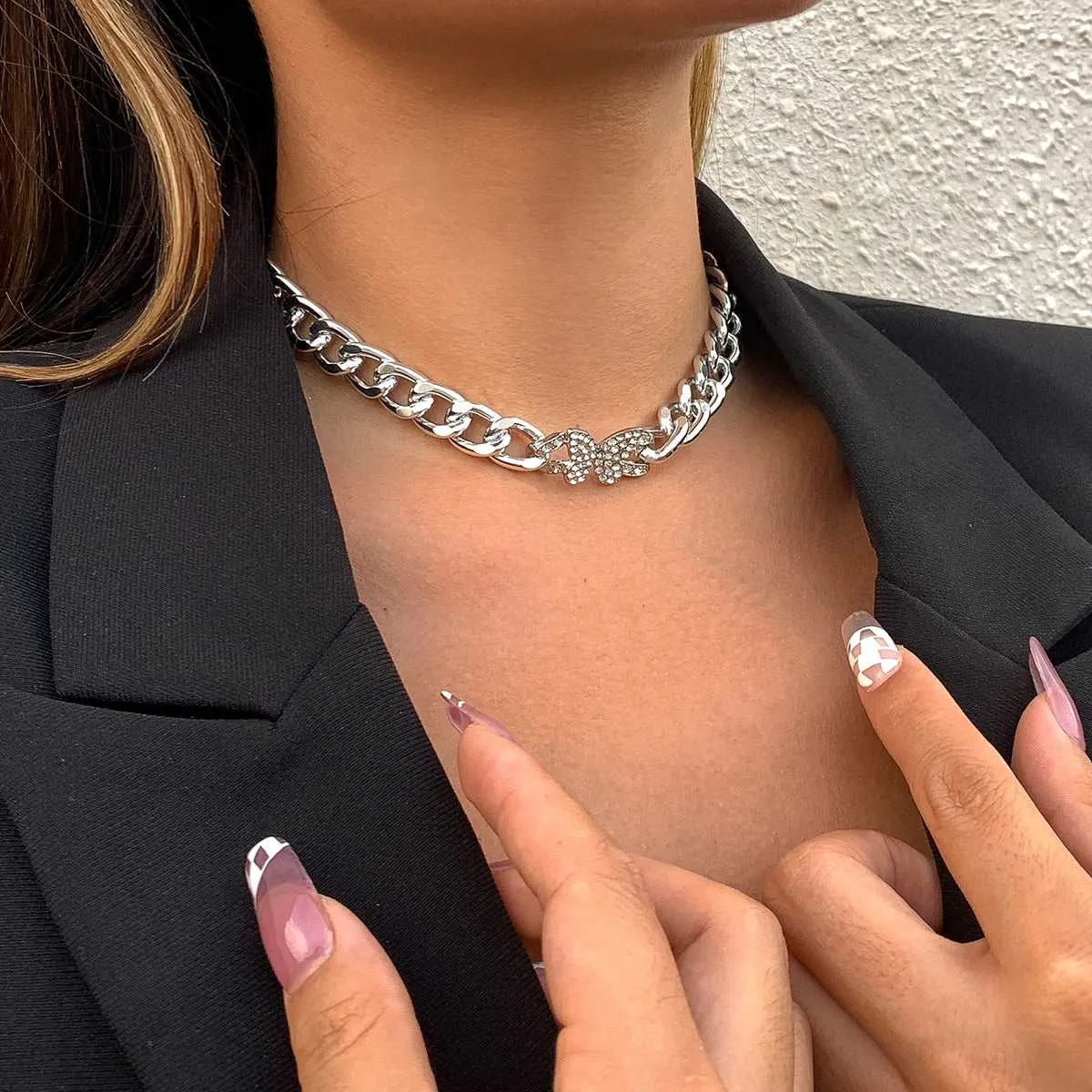 Cubic Zirconia & Silvertone Butterfly Cable Chain Necklace sold by Zulily product image thumbnail 2