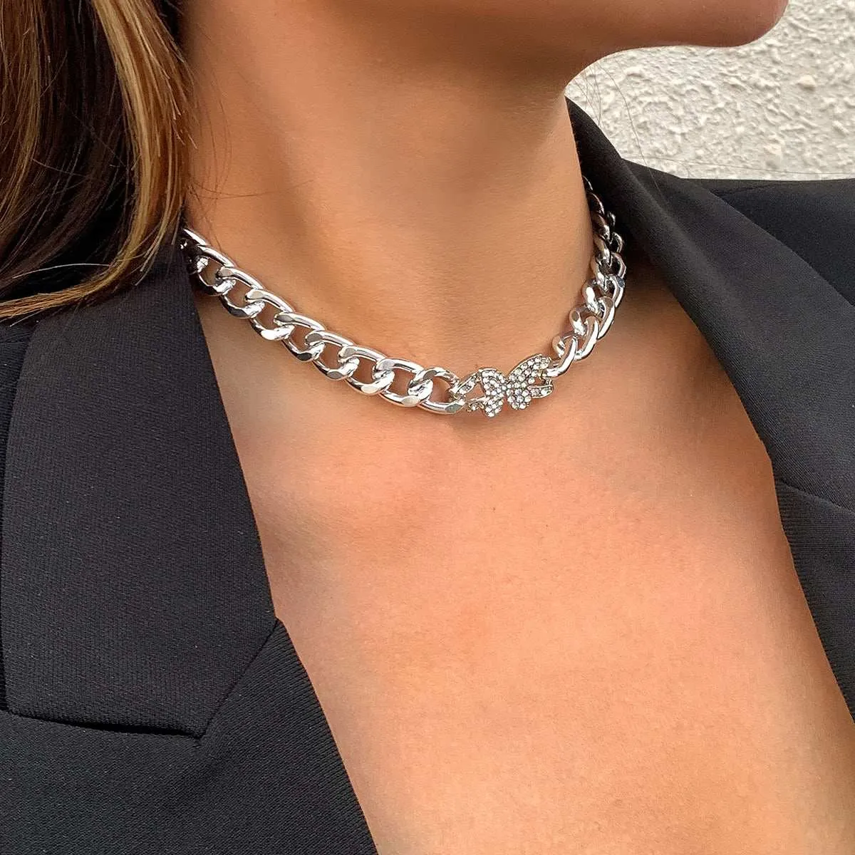 Cubic Zirconia & Silvertone Butterfly Cable Chain Necklace sold by Zulily product image thumbnail 3