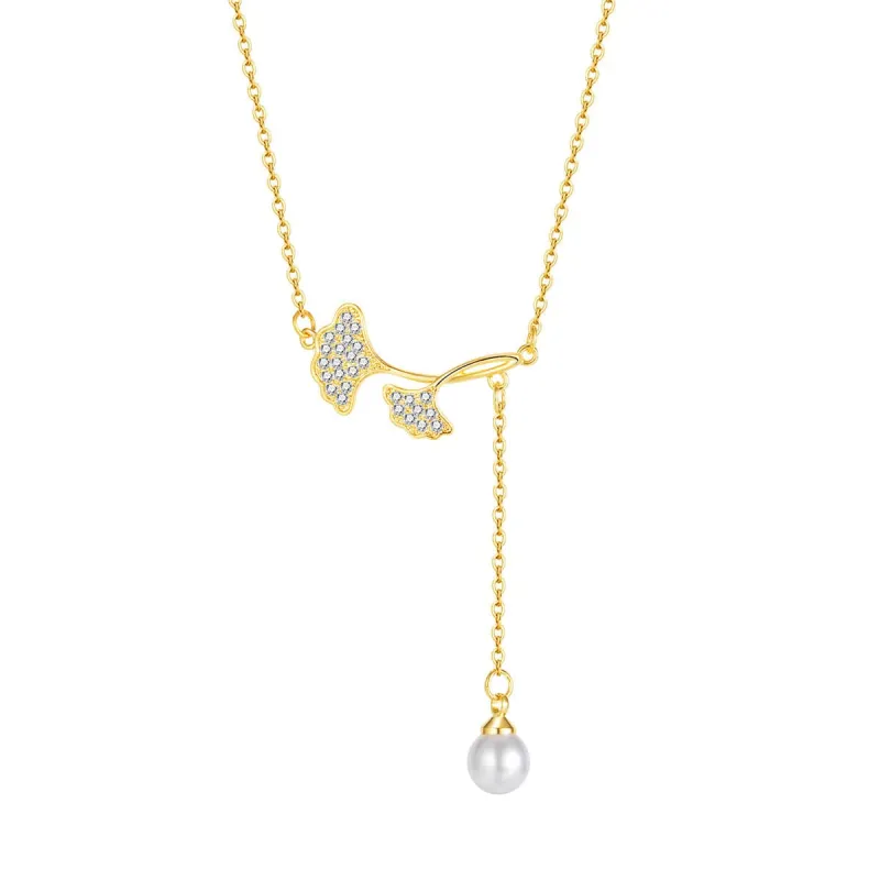 Cubic Zirconia & Pearl Goldtone Lotus Leaves Lariat Necklace made by Zulily