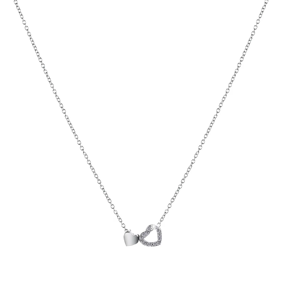 Cubic Zirconia & Silvertone Heart Pendant Necklace sold by Zulily