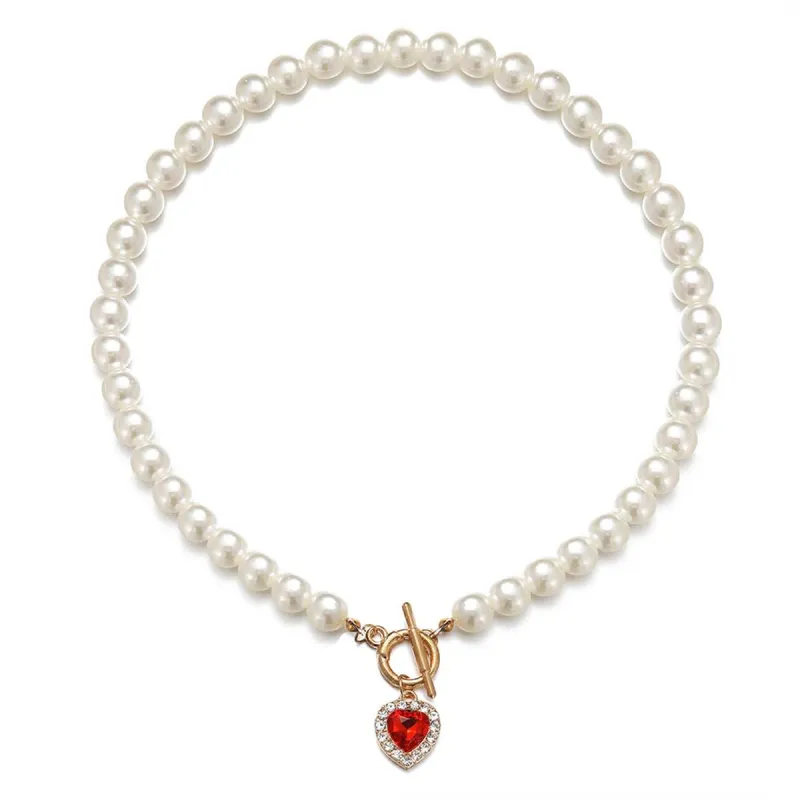 Crystal & Pearl Goldtone Beaded Heart Pendant Necklace made by Zulily