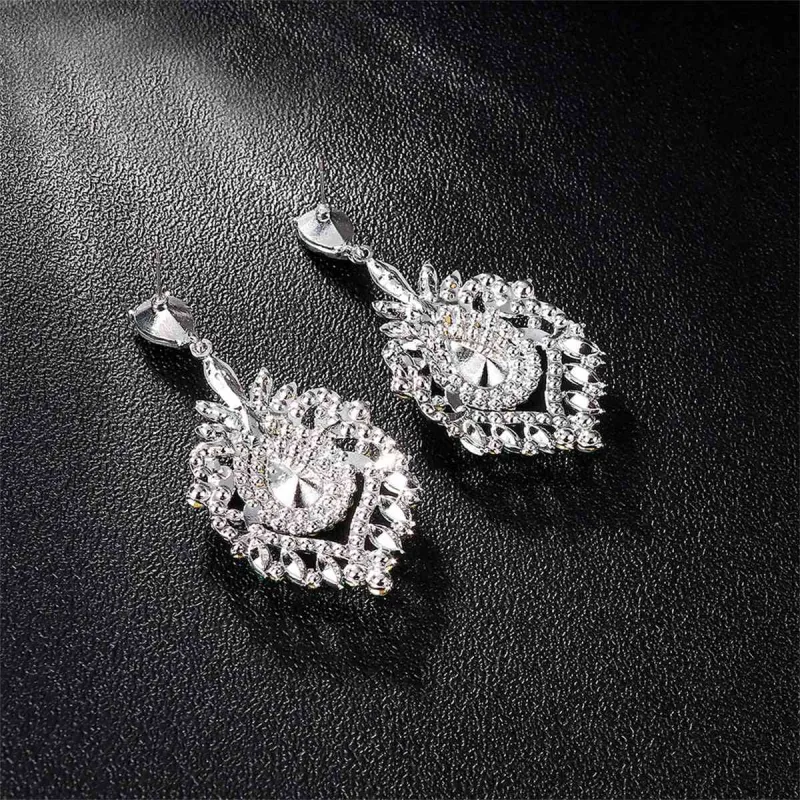 Crystal & Cubic Zirconia Silvertone Botanical Drop Earrings made by Zulily
