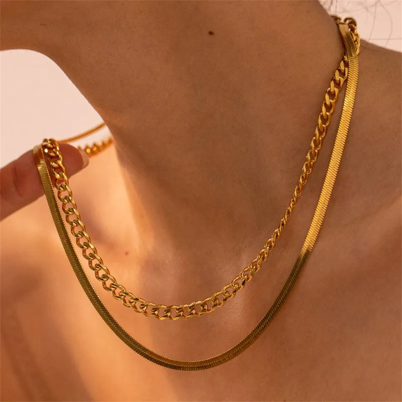 Goldtone Curb & Snake Chain Layered Necklace made by Zulily