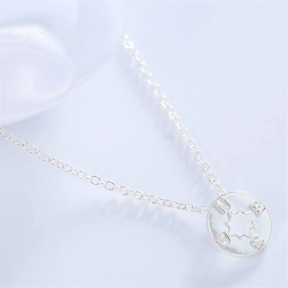 Silvertone Open Compass Pendant Necklace sold by Zulily product image thumbnail 3