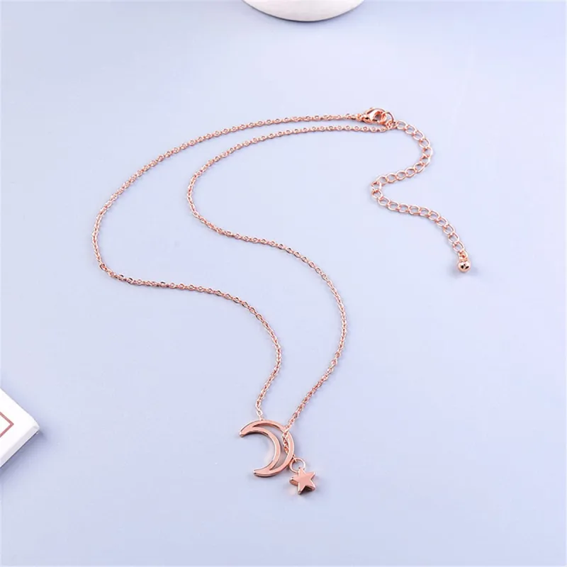 Rose Goldtone Moon & Star Pendant Necklace made by Zulily