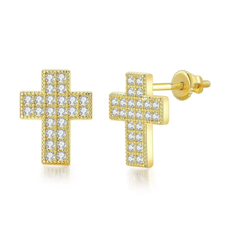 Cubic Zirconia & Goldtone Cross Stud Earrings made by Zulily