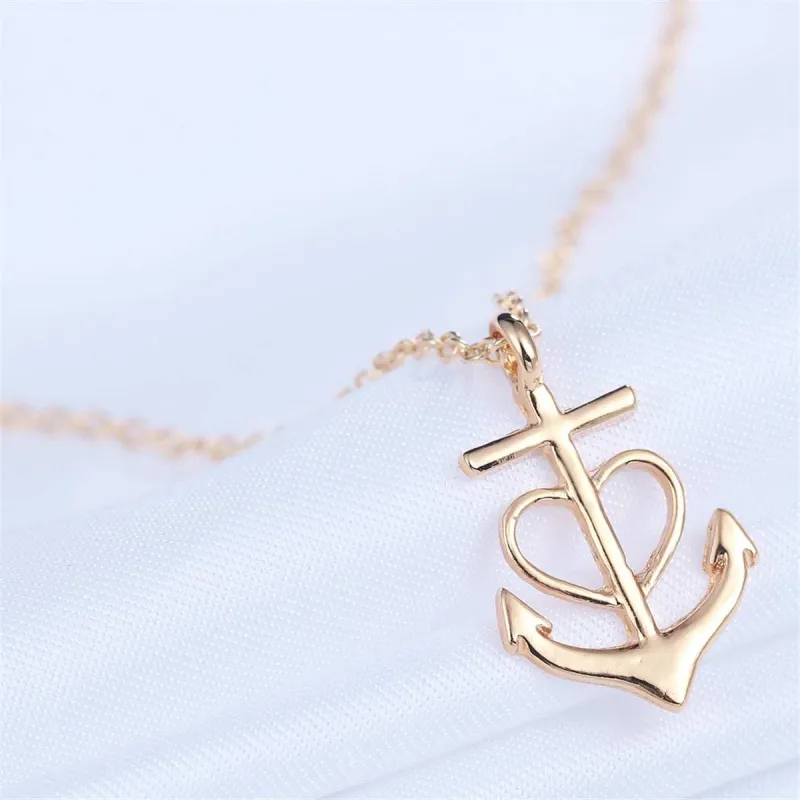 Goldtone Heart Anchor Pendant Necklace made by Zulily