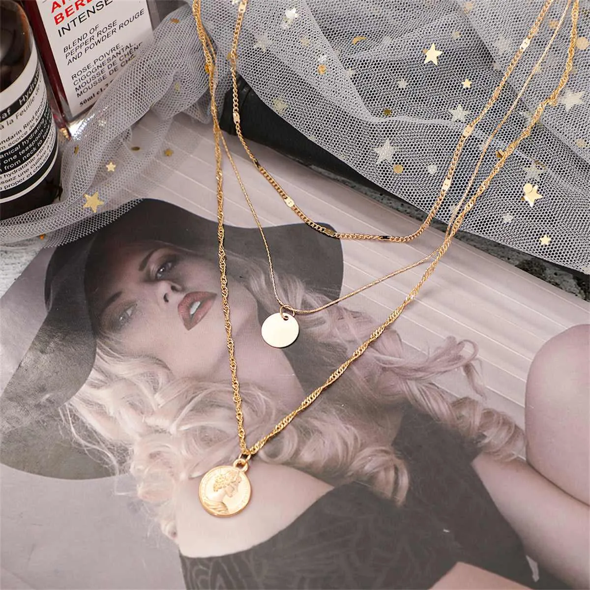 Goldtone Sequin Coin Pendant Layered Necklace sold by Zulily product image thumbnail 3