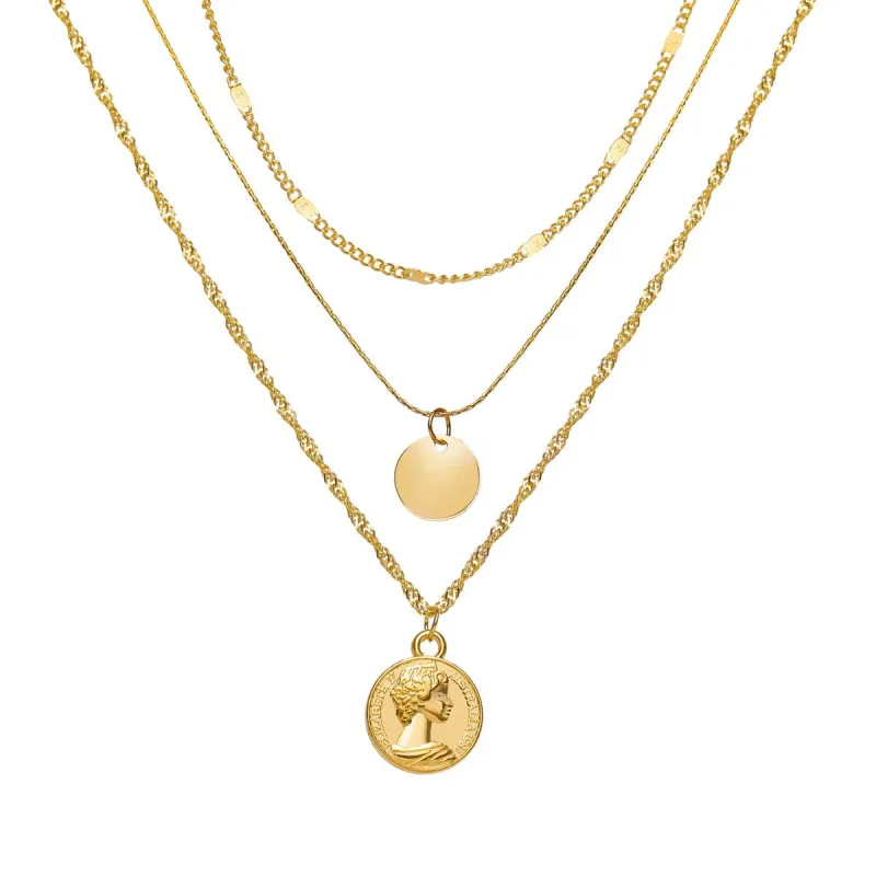 Goldtone Sequin Coin Pendant Layered Necklace made by Zulily