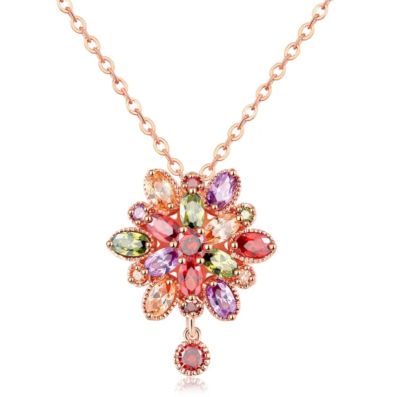 Multicolor Crystal & Rose Goldtone Flower Pendant Necklace made by Zulily
