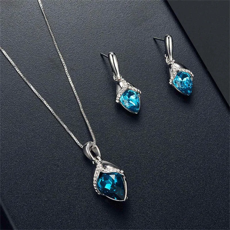 Purple Crystal & Cubic Zirconia Silvertone Pendant Necklace & Drop Earrings made by Zulily