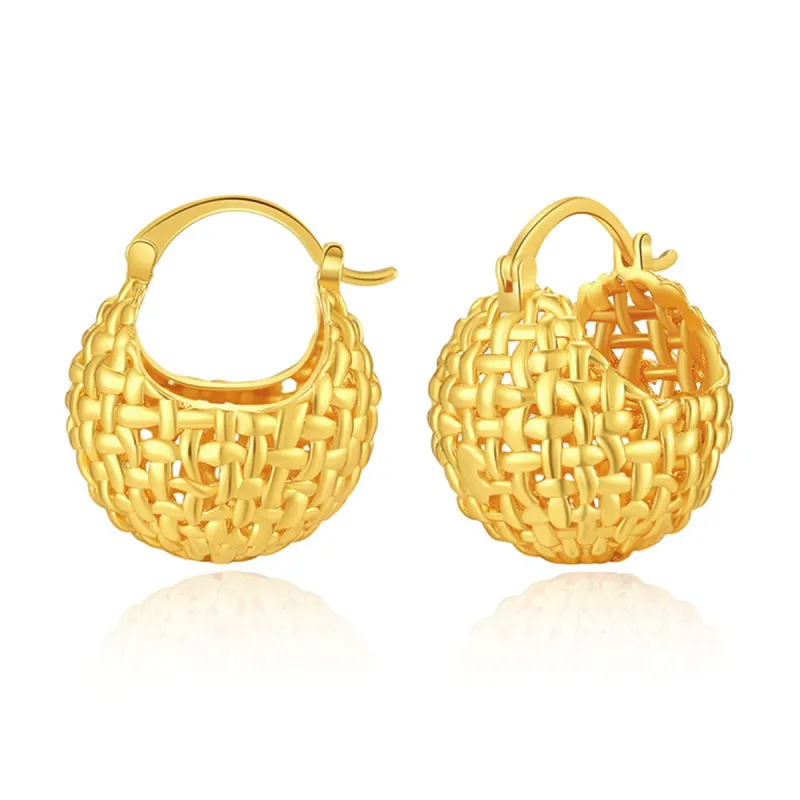 Goldtone Basket Huggie Earrings made by Zulily