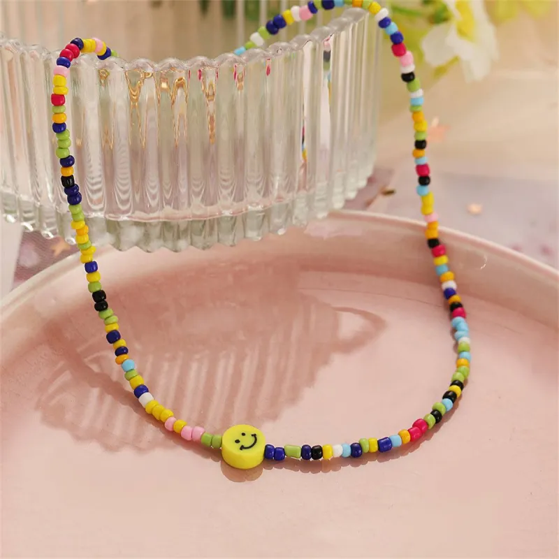 Yellow Howlite & Goldtone Smiley Face Beaded Necklace made by Zulily