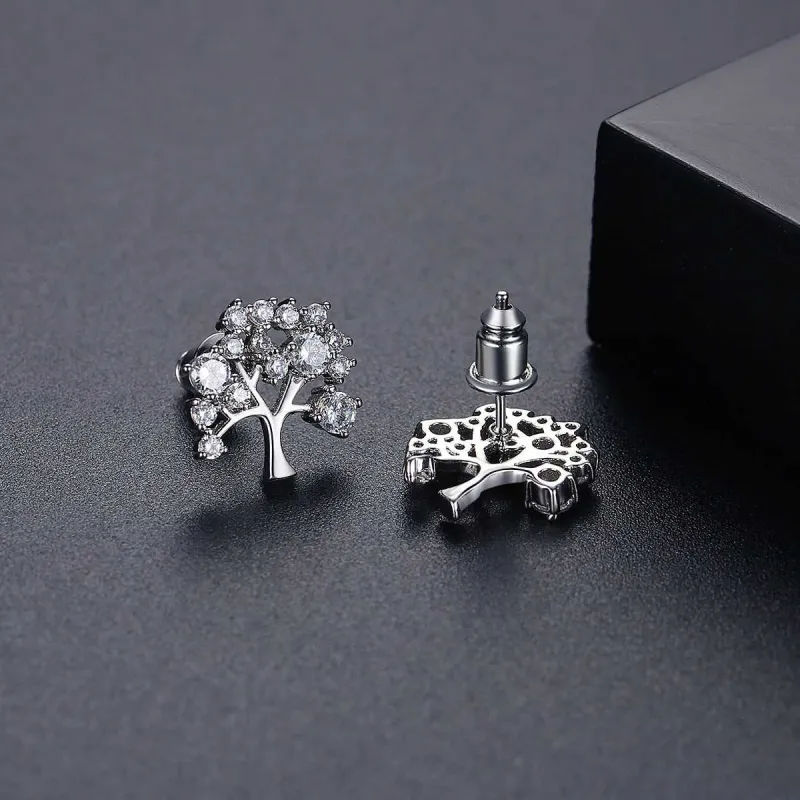 Cubic Zirconia & Silvertone Tree Stud Earrings made by Zulily