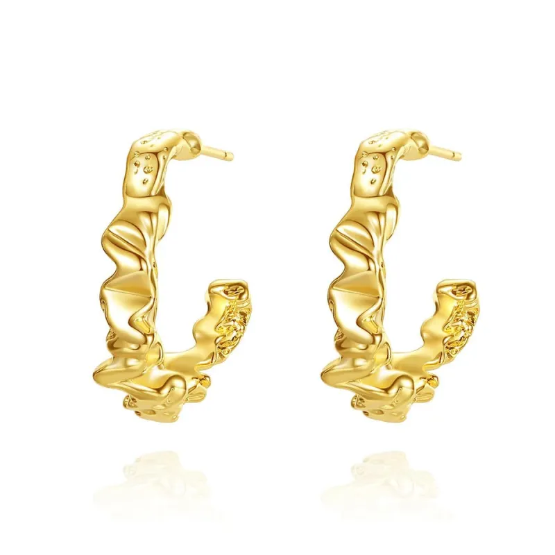Goldtone Textured Hoop Earrings made by Zulily