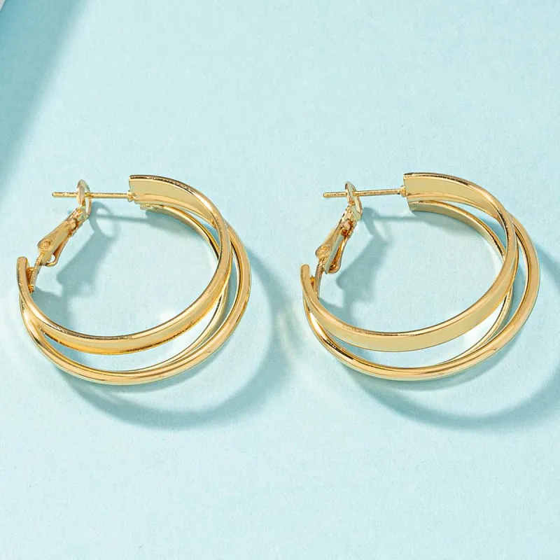 Goldtone Layered Huggie Earrings made by Zulily