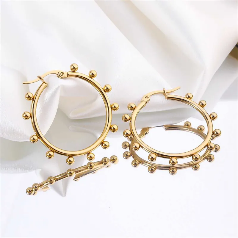 Goldtone Beaded Hoop Earrings made by Zulily