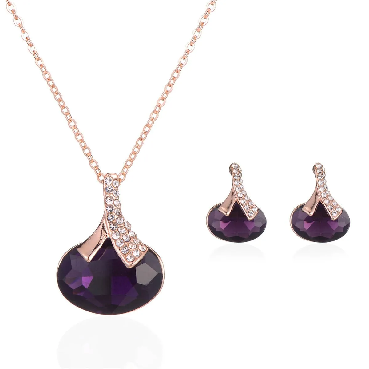Purple Crystal & Cubic Zirconia Oval Pendant Necklace Set sold by Zulily product image thumbnail 2