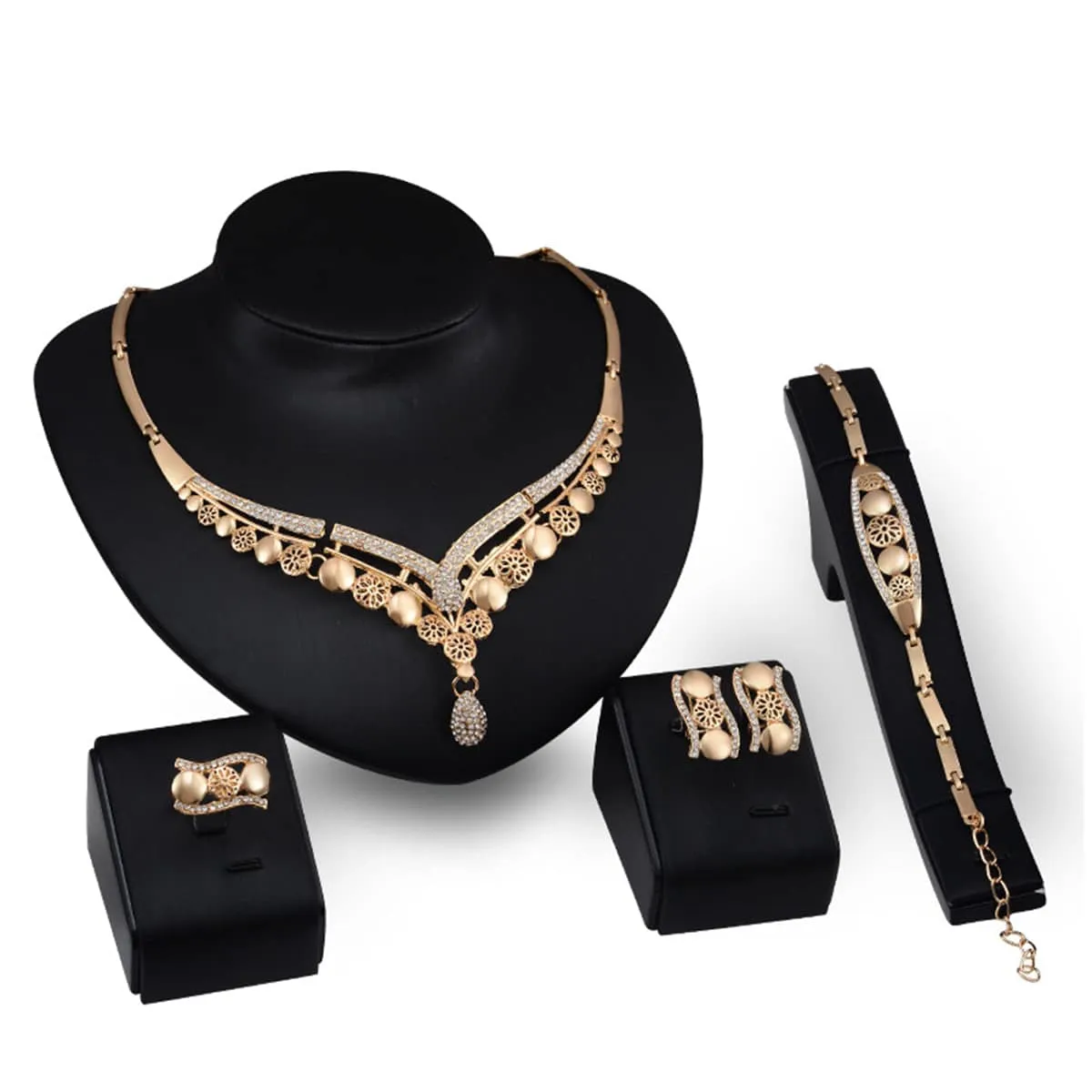 Cubic Zirconia & Goldtone Round Flower Necklace Set sold by Zulily product image thumbnail 2