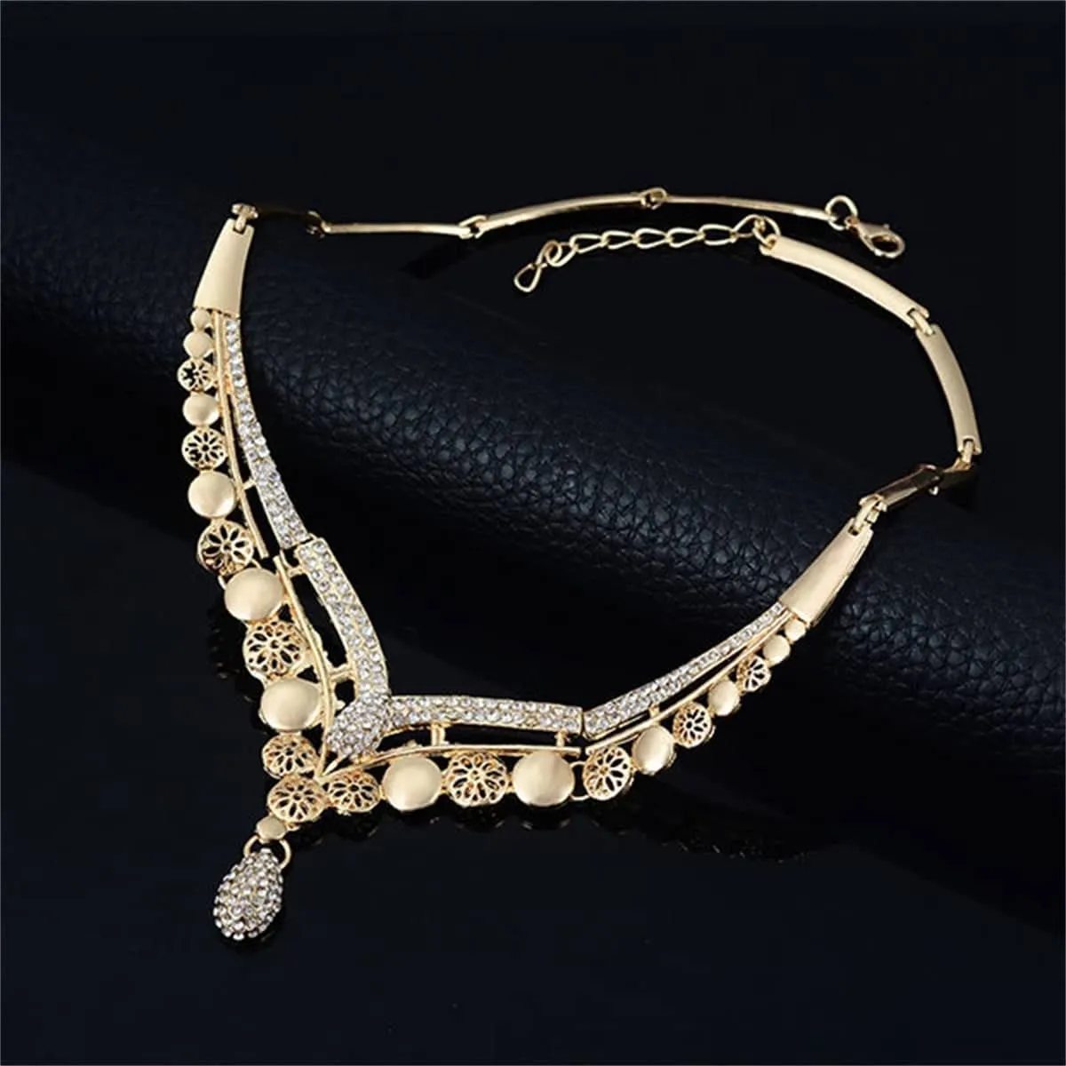 Cubic Zirconia & Goldtone Round Flower Necklace Set sold by Zulily product image thumbnail 3
