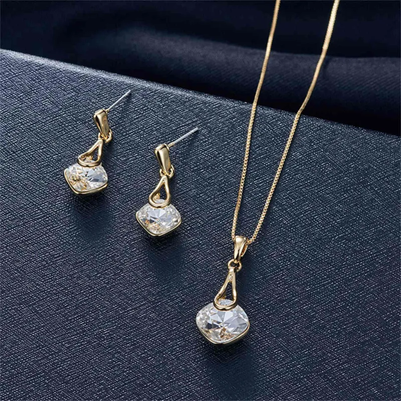Crystal & Goldtone Drop Earrings & Pendant Necklace made by Zulily