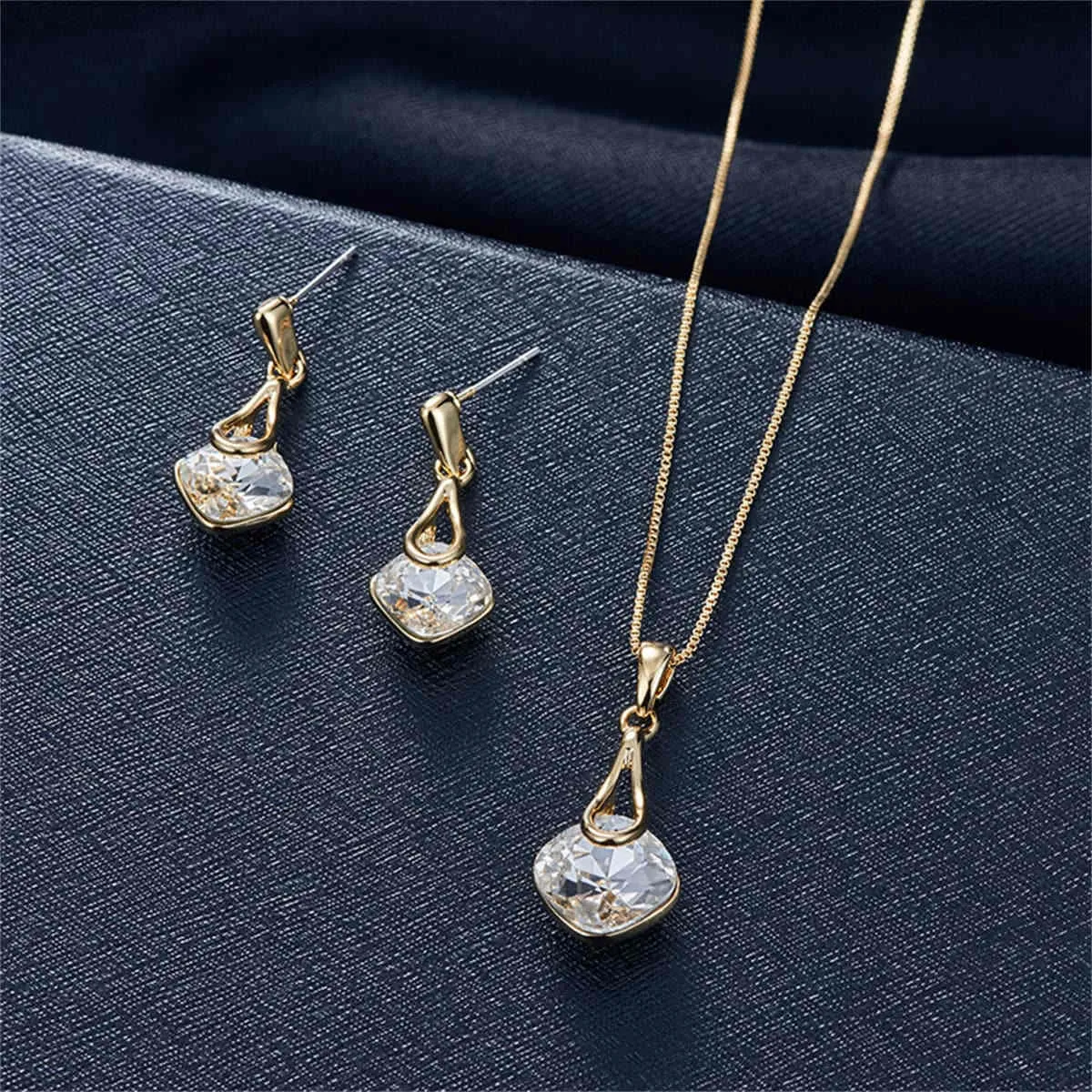 Crystal & Goldtone Drop Earrings & Pendant Necklace sold by Zulily