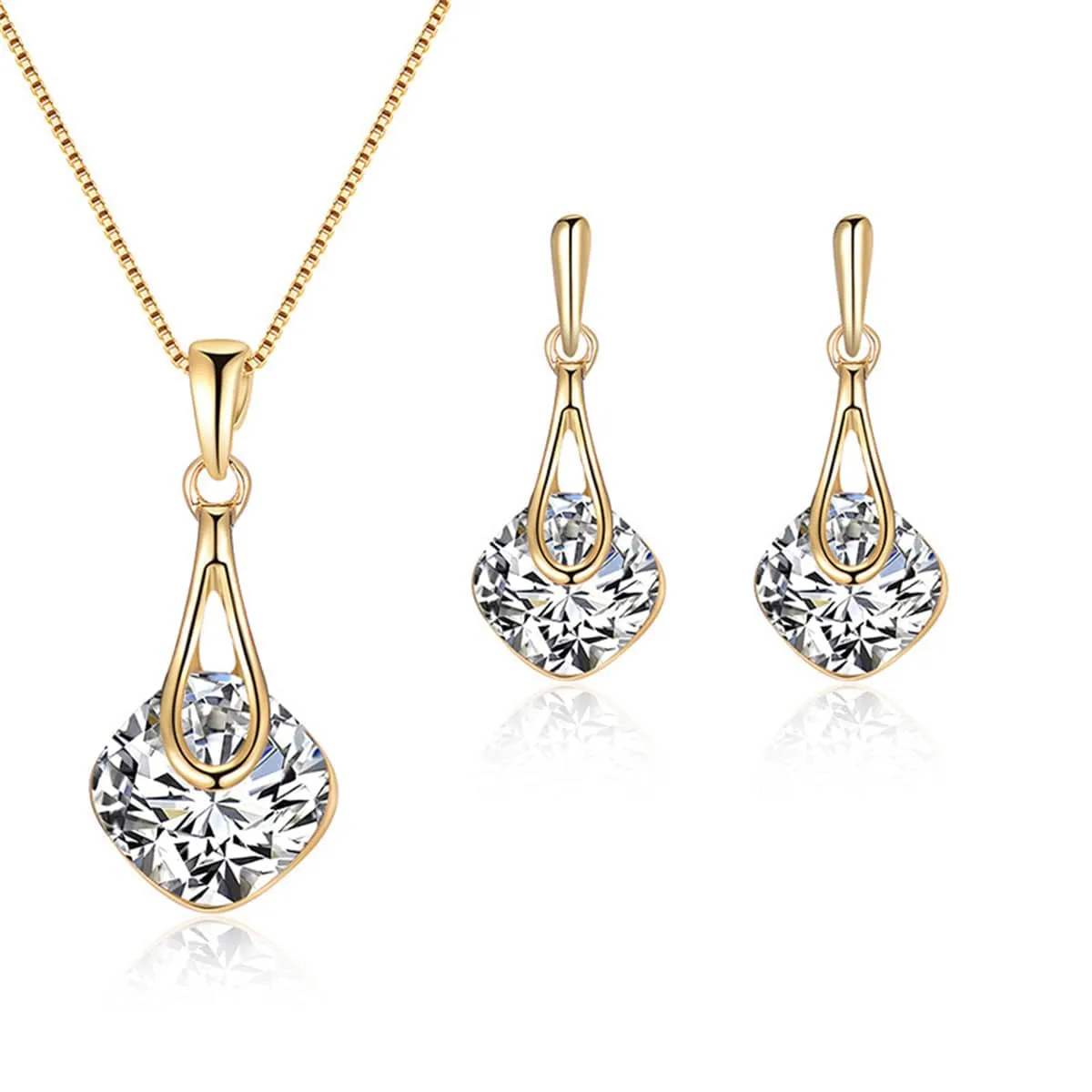 Crystal & Goldtone Drop Earrings & Pendant Necklace sold by Zulily product image thumbnail 2