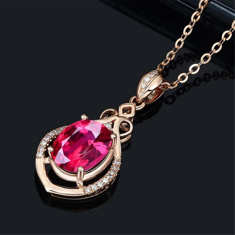 Red Oval Crystal & Cubic Zirconia Floral Pendant Necklace made by Zulily