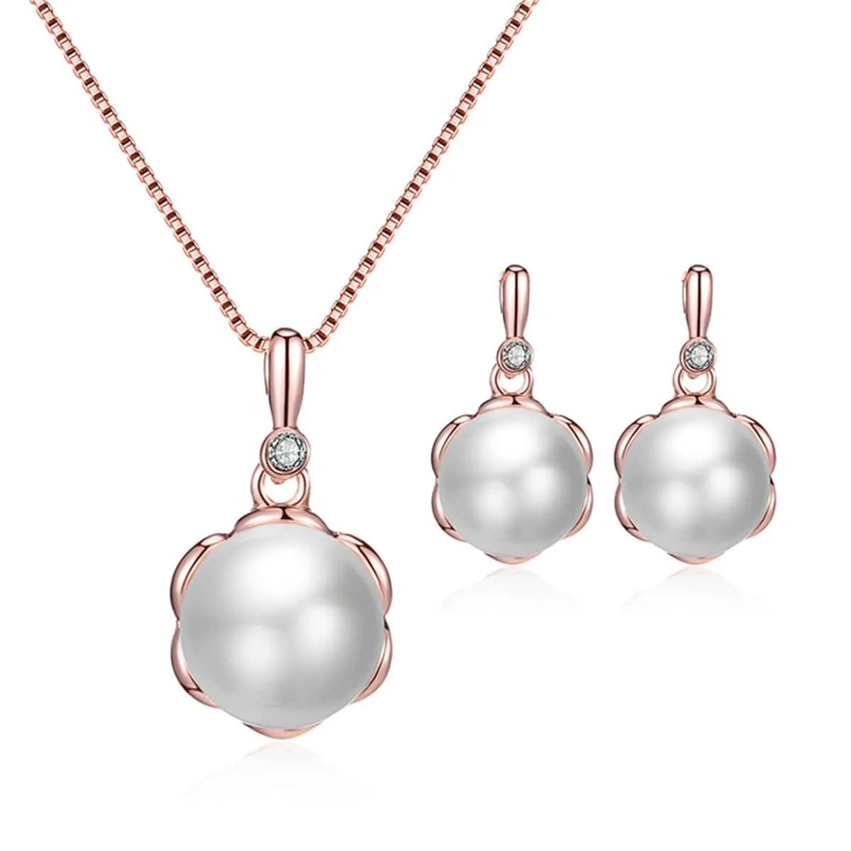 Pearl & Rose Goldtone Blossom Pendant Necklace Set sold by Zulily product image thumbnail 2