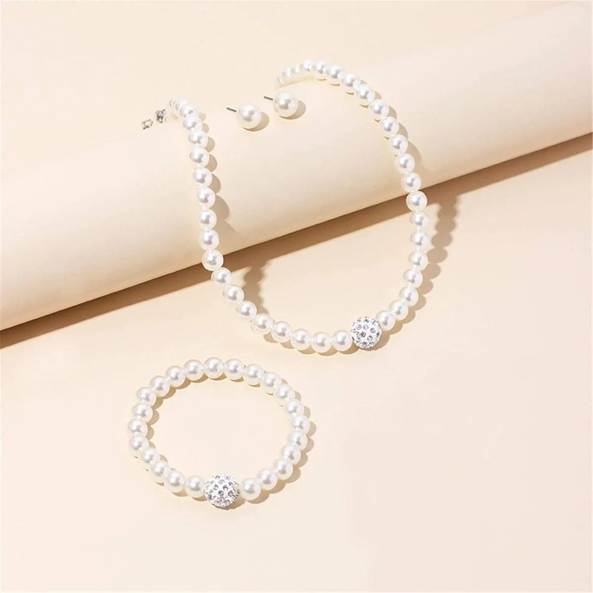 Pearl & Cubic Zirconia Silvertone Beaded Necklace Set sold by Zulily product image thumbnail 3