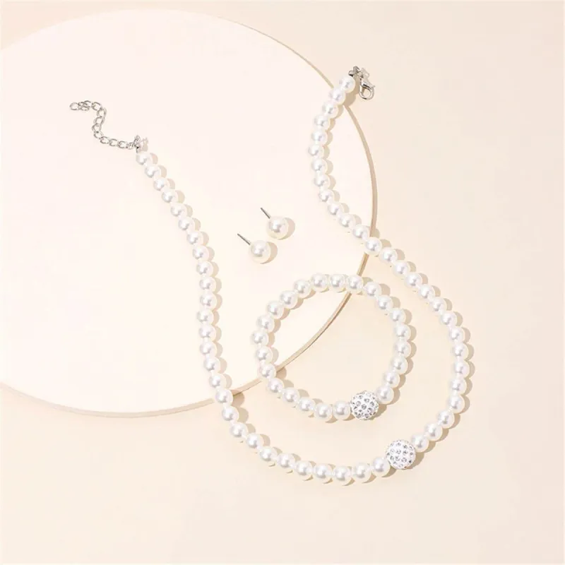Pearl & Cubic Zirconia Silvertone Beaded Necklace Set made by Zulily