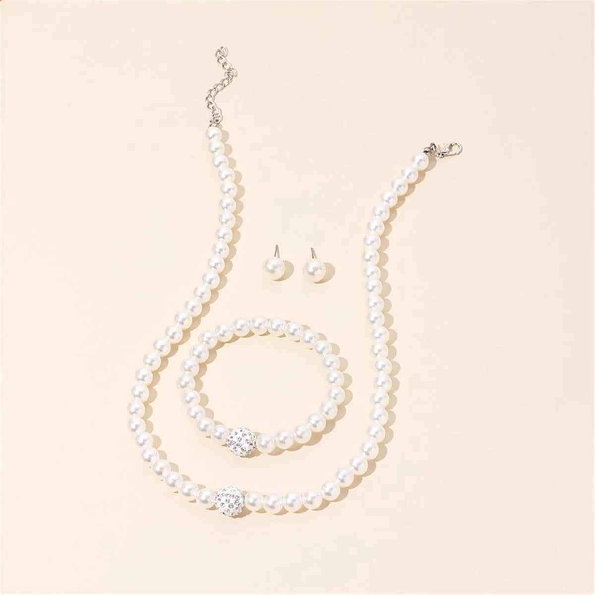 Pearl & Cubic Zirconia Silvertone Beaded Necklace Set sold by Zulily product image thumbnail 2