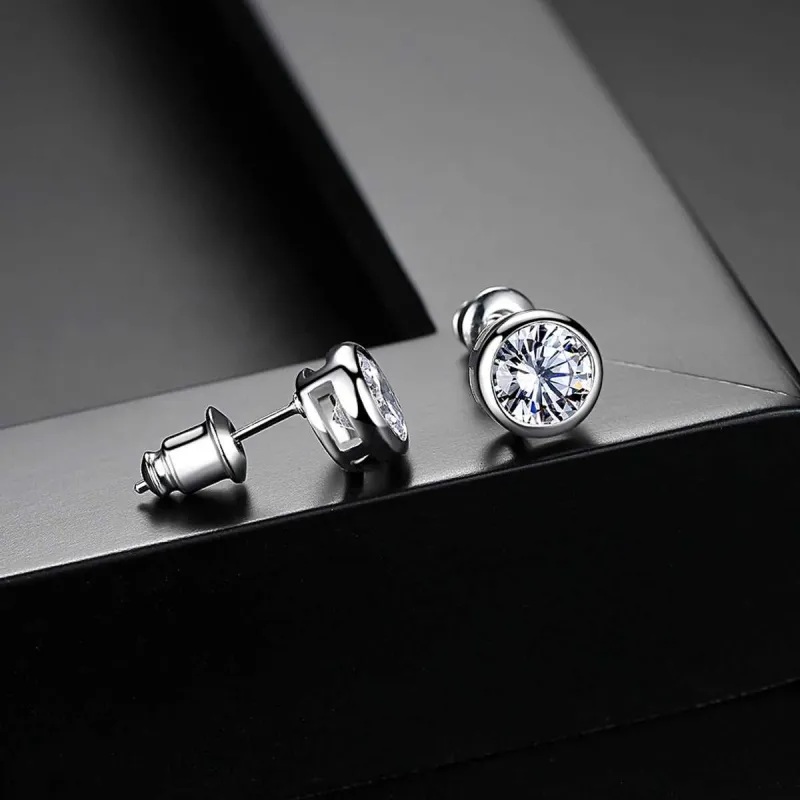 Cubic Zirconia & Silvertone Round Stud Earrings made by Zulily
