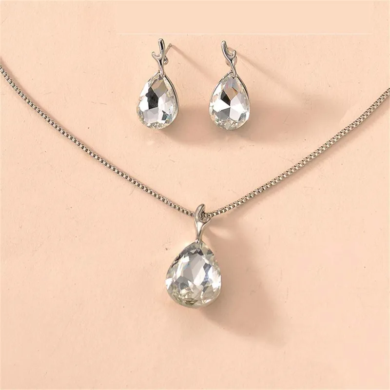 Crystal & Silvertone Drop Earring & Pendant Necklace made by Zulily
