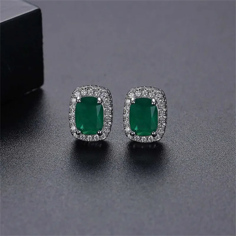 Green Crystal & Cubic Zirconia Halo Stud Earrings made by Zulily