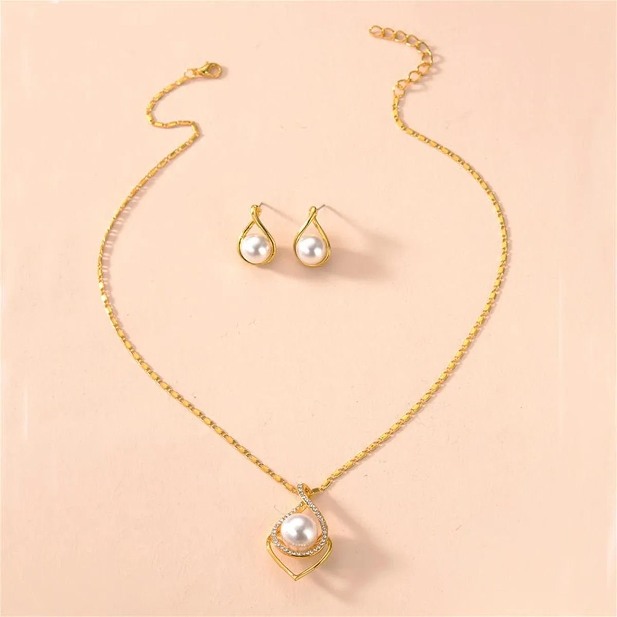 Pearl & Cubic Zirconia Goldtone Earring & Necklace sold by Zulily product image thumbnail 3